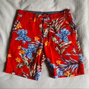 Orange floral shorts